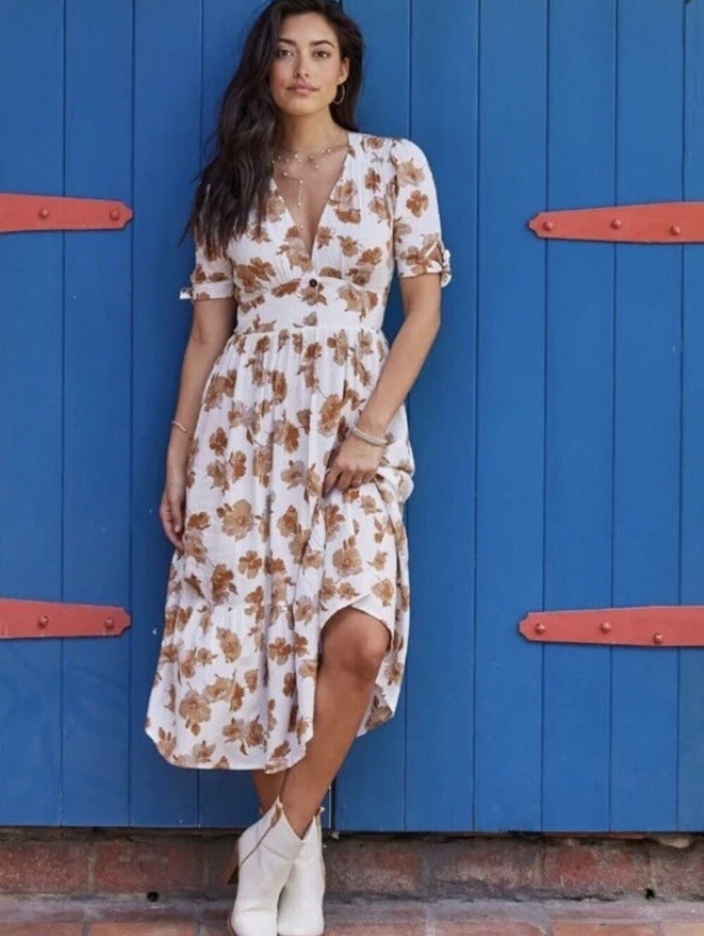 Altar'd State Compare Stacia Floral Midi Dress Size Small